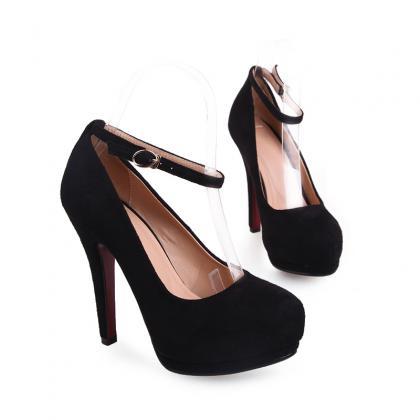 Cute Bow Knot Ankle Strap Platform High Heel Shoes
