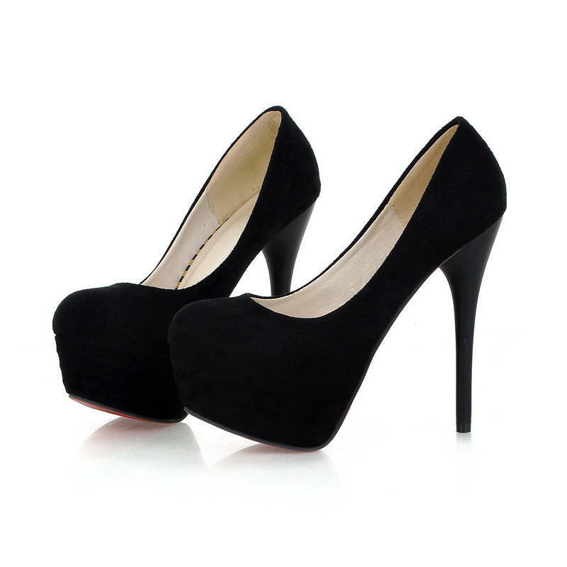 Nubuck Leather Stilettos 13.5cm Black Sexy Platform Heels Party Wedding ...